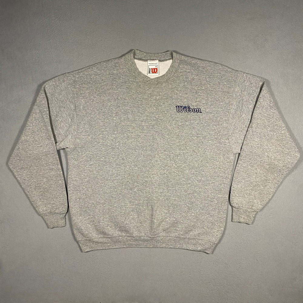 Vintage Wilson Sweatshirt Mens XL Gray Embroidered Logo Fleece Crewneck